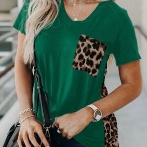 Green leopard print shirt